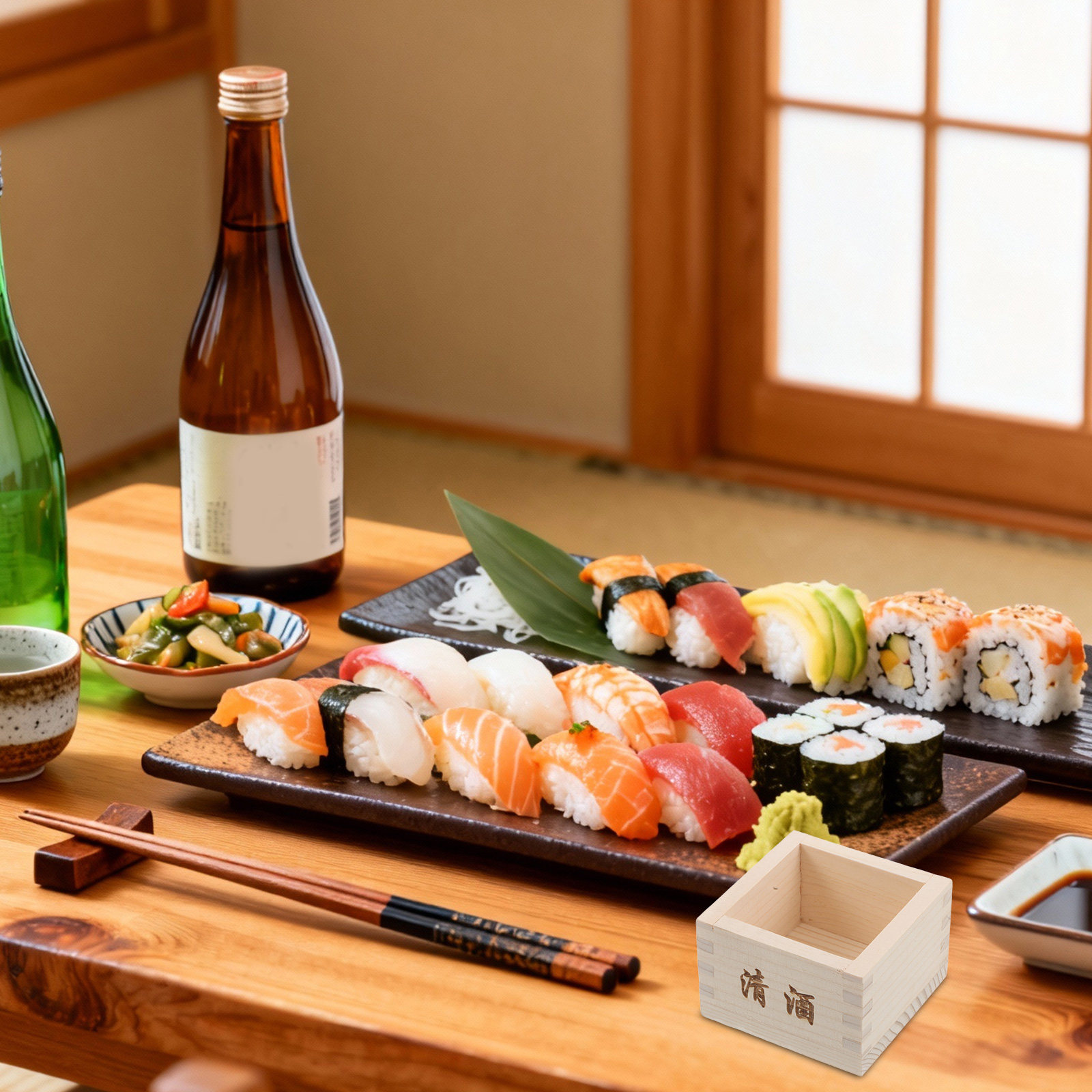 Japanese Restaurant Lifestyle - 2 unidades de caixa de madeira